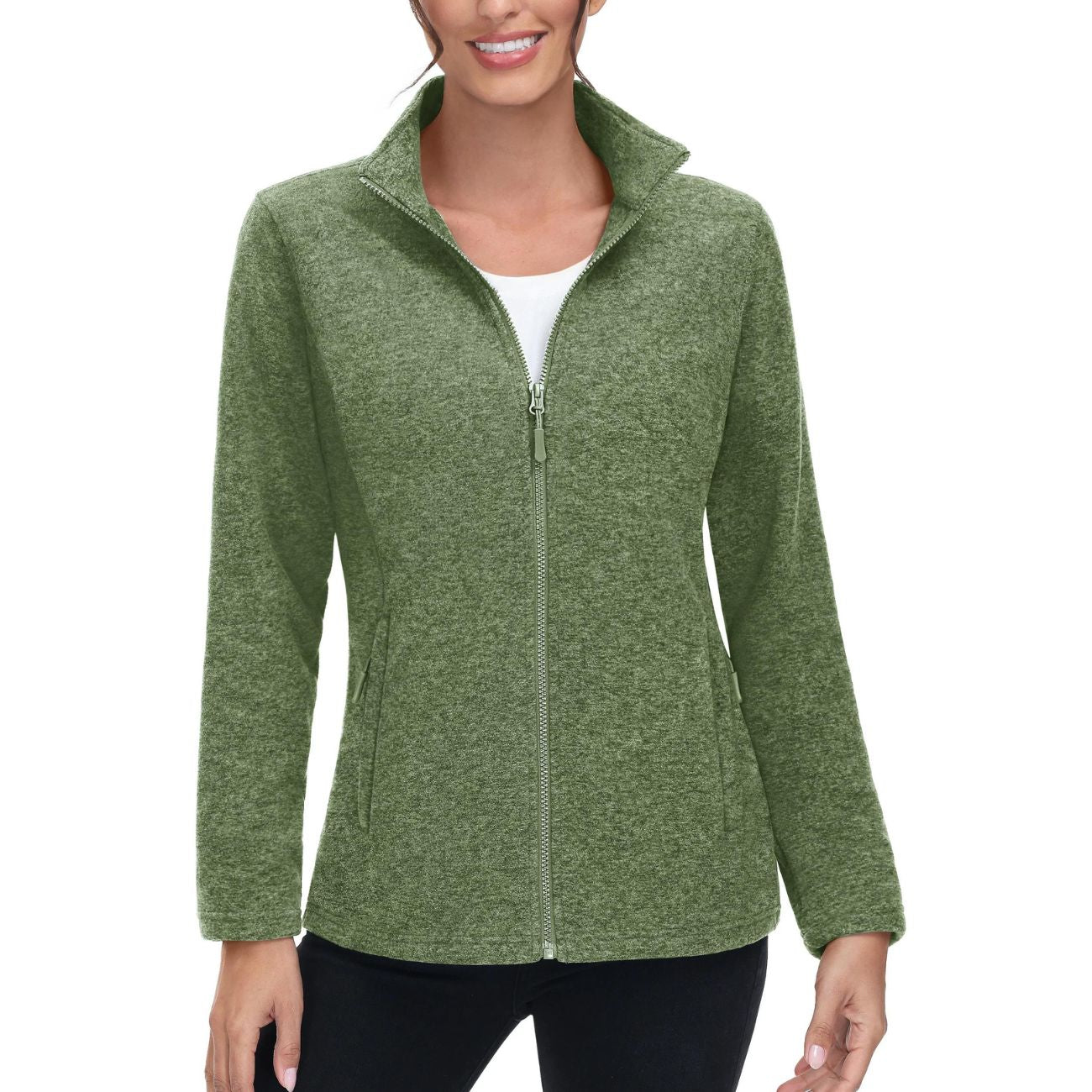 Sportowa bluza damska z polarowego materiału - rozsuwana