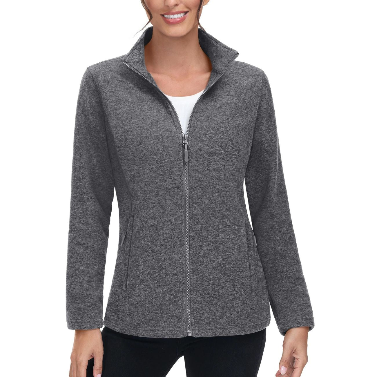 Sportowa bluza damska z polarowego materiału - rozsuwana