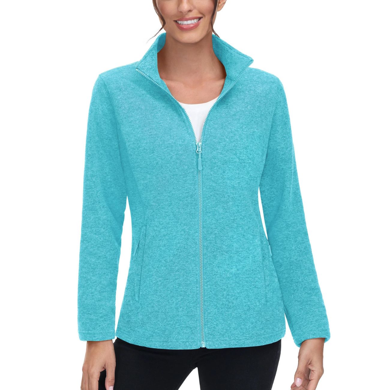 Sportowa bluza damska z polarowego materiału - rozsuwana