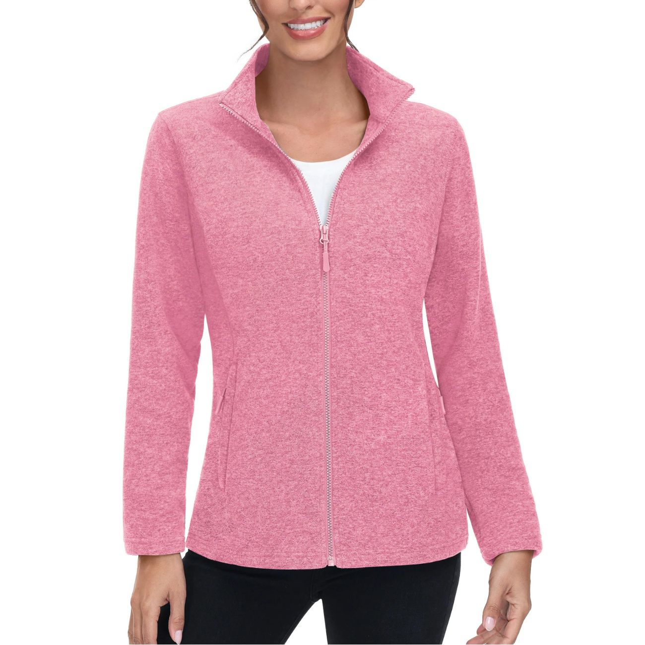 Sportowa bluza damska z polarowego materiału - rozsuwana