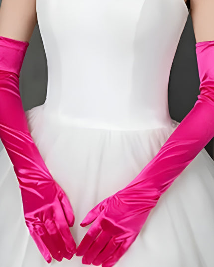 Rękawiczki damskie długie w jednolitym kolorze