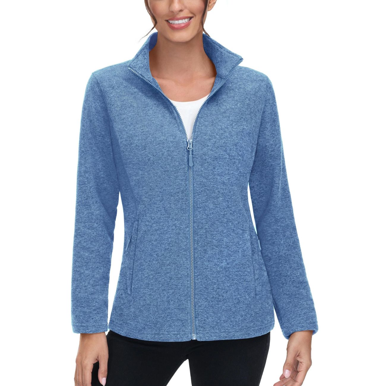 Sportowa bluza damska z polarowego materiału - rozsuwana