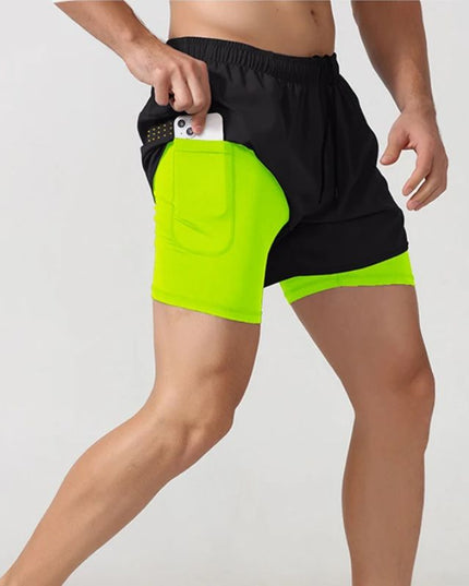 Sportowe spodenki męskie 2w1 z kieszeniami