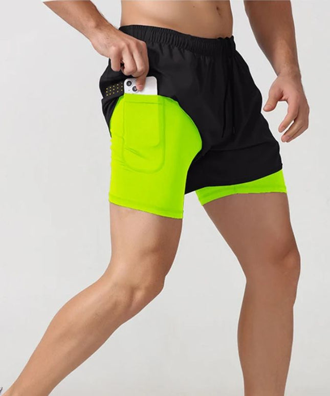 Sportowe spodenki męskie 2w1 z kieszeniami