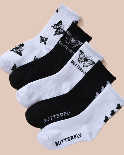 Skarpetki damskie za kostkę z motywem motyli 5 par