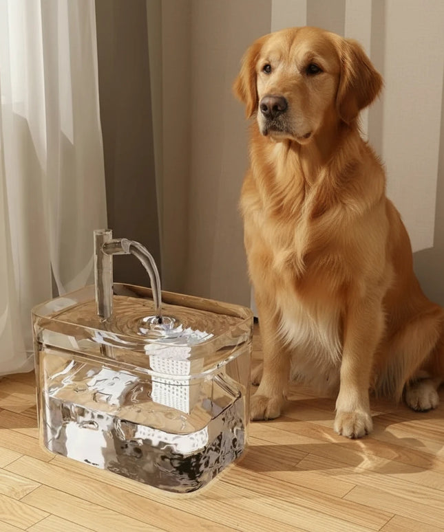 Przezroczysta fontanna dla psa