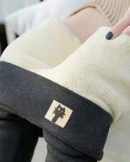 Damskie zimowe legginsy ocieplane z naszywką