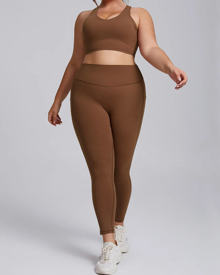 Komplet sportowy damski plus size - bezszwowe legginsy i top