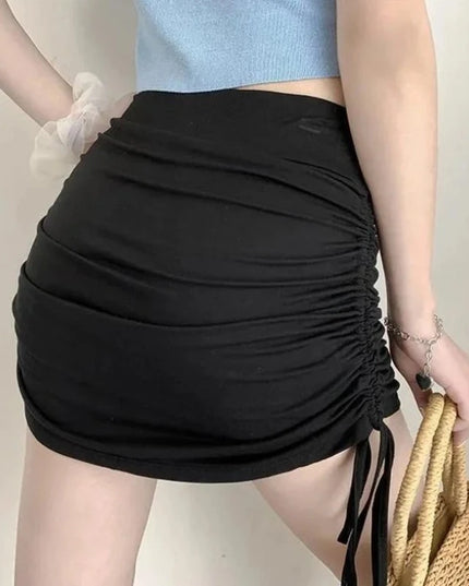 Spódnica mini z regulacją długości i wszytymi spodenkami