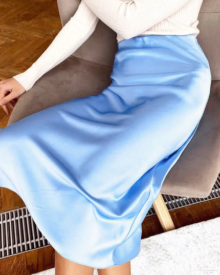 Spódnica midi elegancka z satynowego materiału