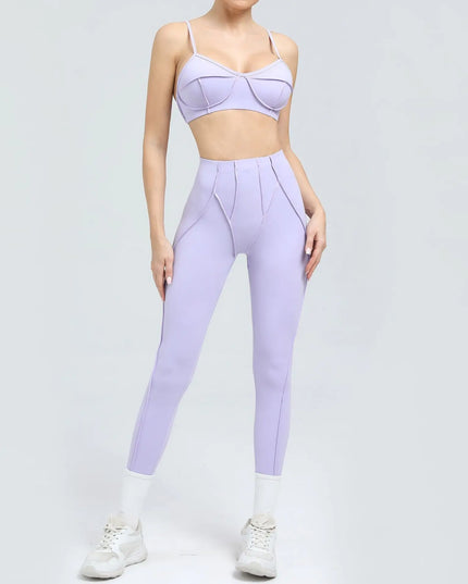 Bezszwowy komplet sportowy damski – top i legginsy z wysokim stanem