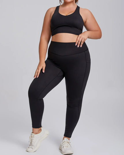 Komplet sportowy damski plus size - bezszwowe legginsy i top