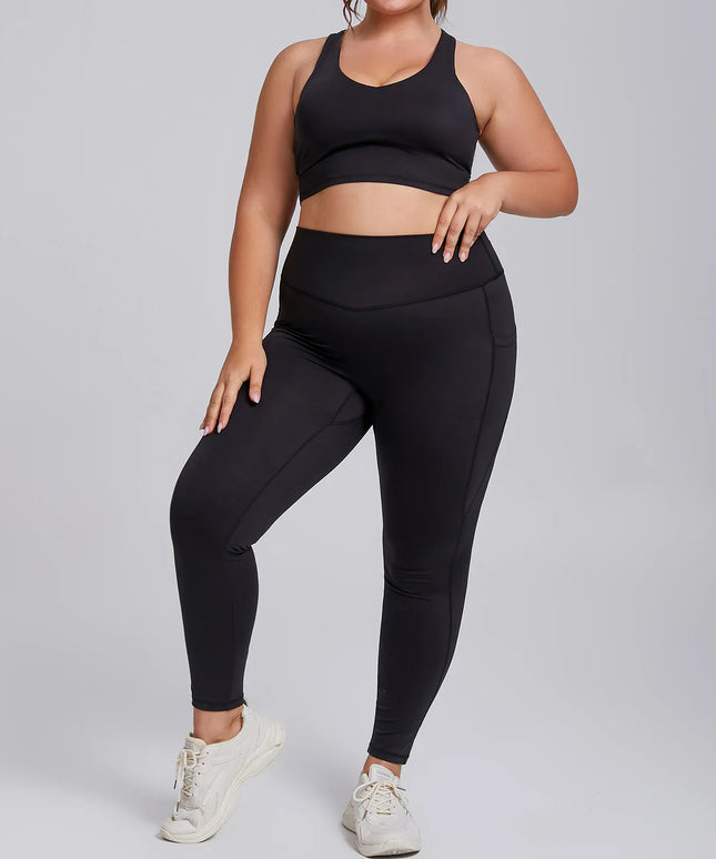 Komplet sportowy damski plus size - bezszwowe legginsy i top