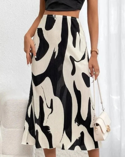 Spódnica midi prążkowana ze wzorem