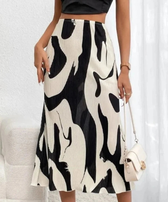 Spódnica midi prążkowana ze wzorem