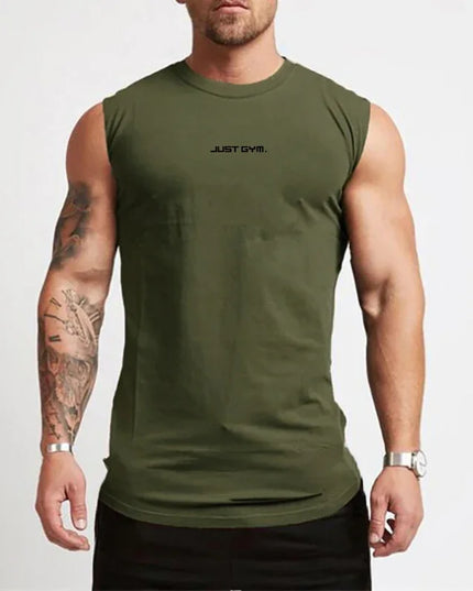 Sportowa koszulka męska tank top z subtelnym napisem