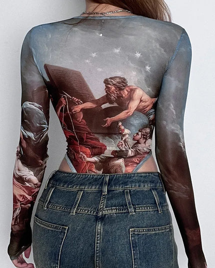 Body damskie gorsetowe ze wzorem