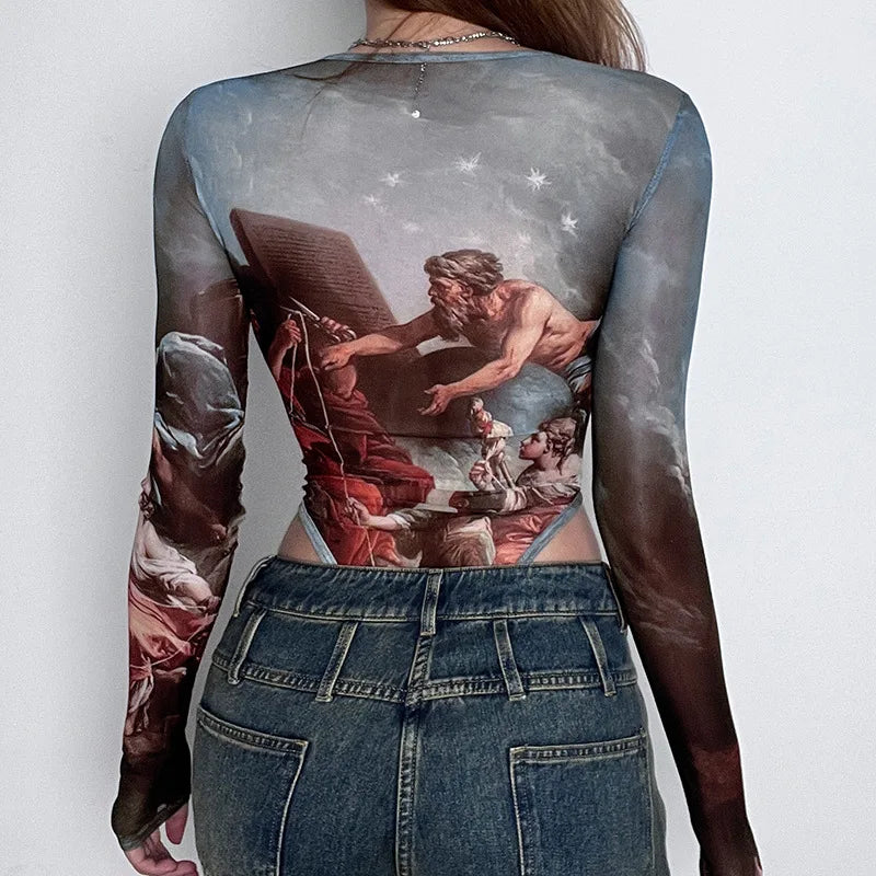 Body damskie gorsetowe ze wzorem