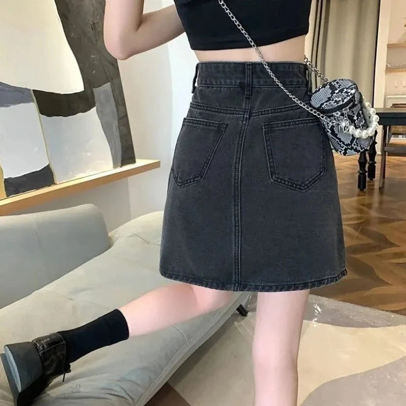 Spódnica mini jeansowa o trapezowym fasonie