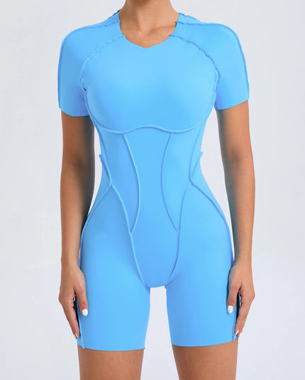 Krótki kombinezon sportowy damski bez pleców - na jogę i siłownię