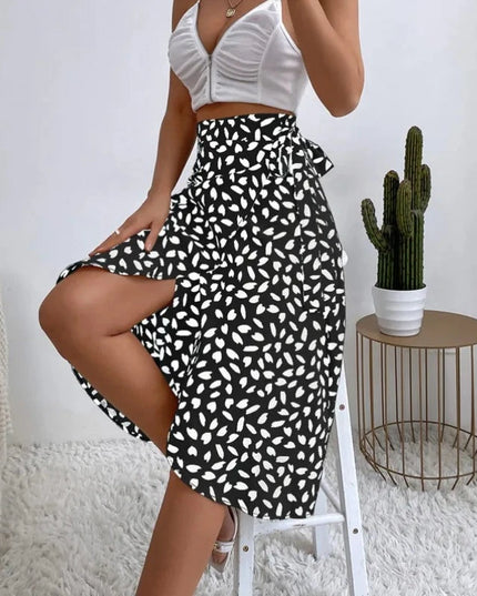 Spódnica midi w stylu boho wiązana w pasie