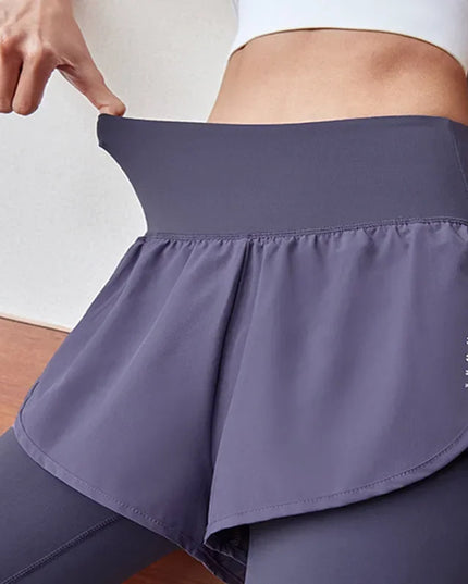 Sportowe szorty damskie 2w1 z długimi legginsami