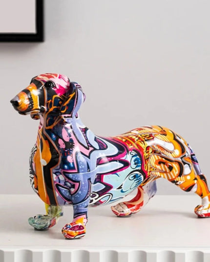 Figurka dekoracyjna kolorowa pies graffiti