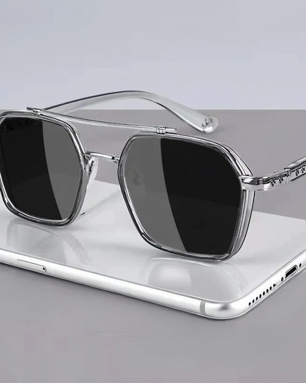 Męskie okulary przeciwsłoneczne z podwójnym mostkiem