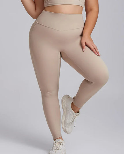 Damskie sportowe legginsy bezszwowe plus size