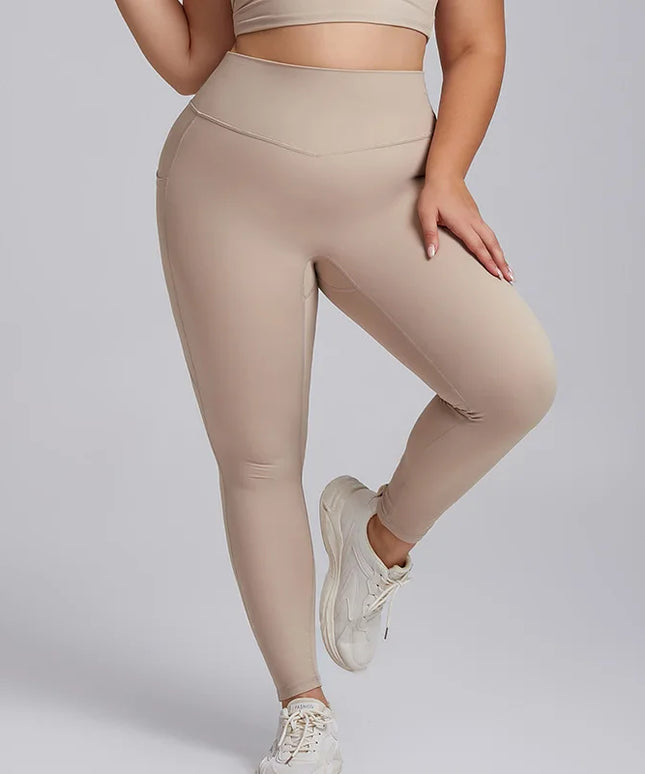 Damskie sportowe legginsy bezszwowe plus size