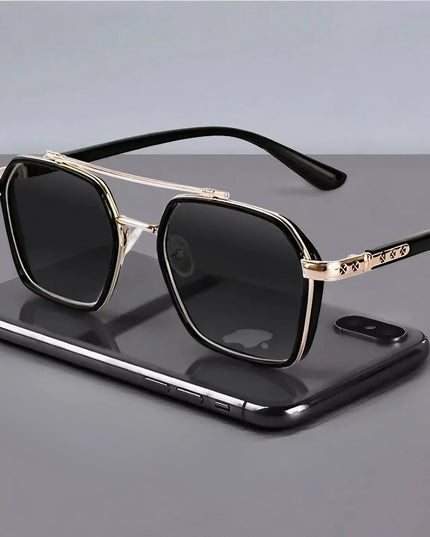 Męskie okulary przeciwsłoneczne z podwójnym mostkiem