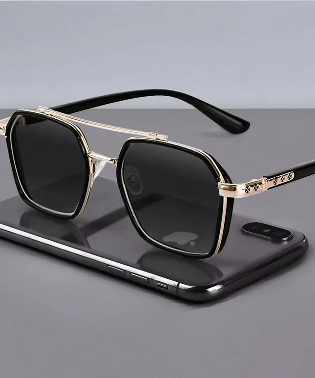 Męskie okulary przeciwsłoneczne z podwójnym mostkiem