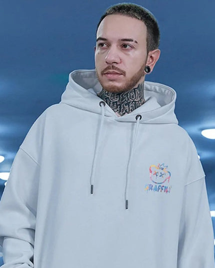 Męska bluza z kapturem i nadrukiem w stylu graffiti