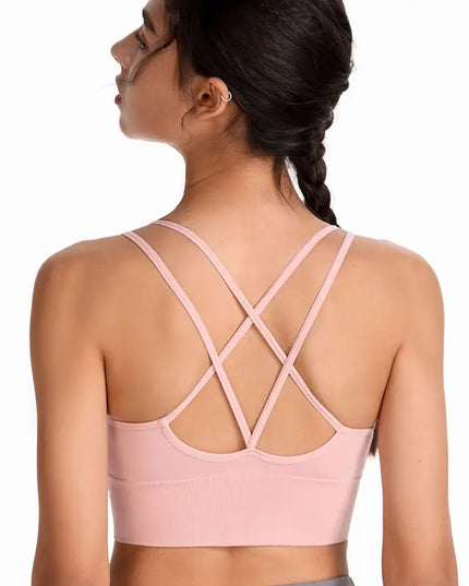 Sportowy biustonosz ze skrzyżowanymi ramiączkami na plecach