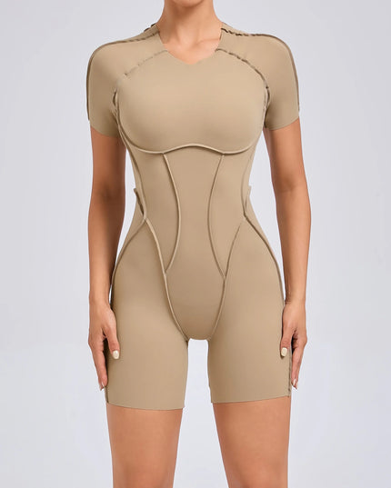 Krótki kombinezon sportowy damski bez pleców - na jogę i siłownię