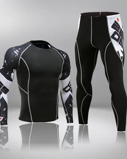 Sportowy komplet męski dopasowany - koszulka i legginsy