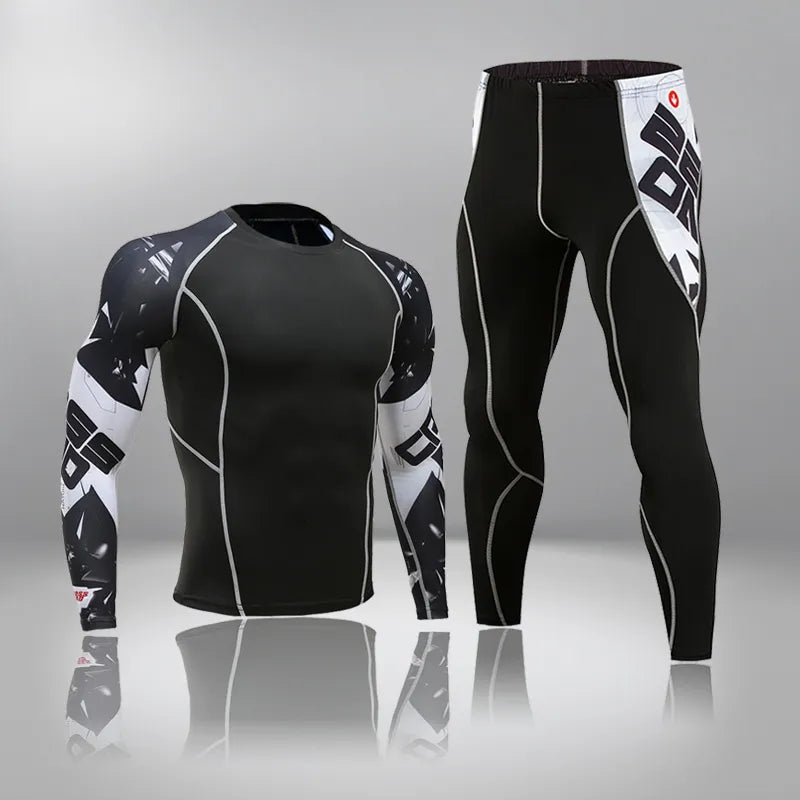 Sportowy komplet męski dopasowany - koszulka i legginsy