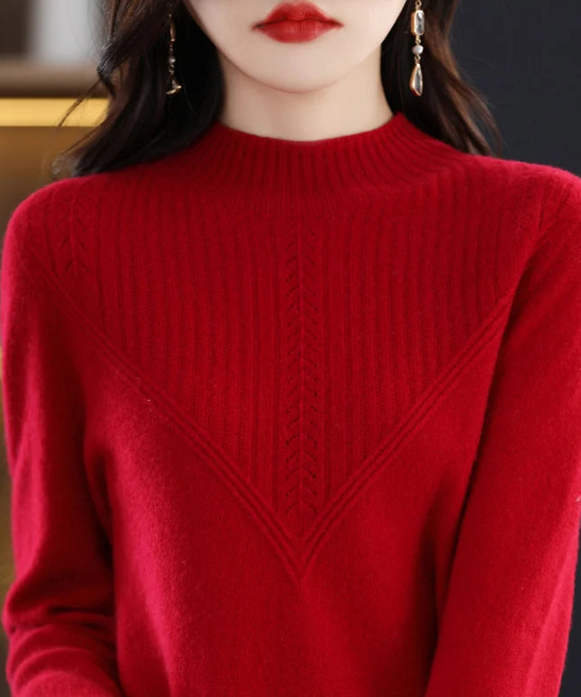 Damski sweter dziergany z wełny