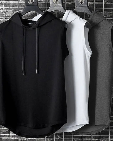 Kamizelka męska w jednolitym kolorze z kapturem