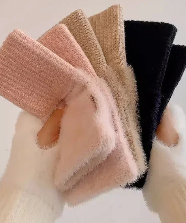 Rękawiczki damskie z futerkiem