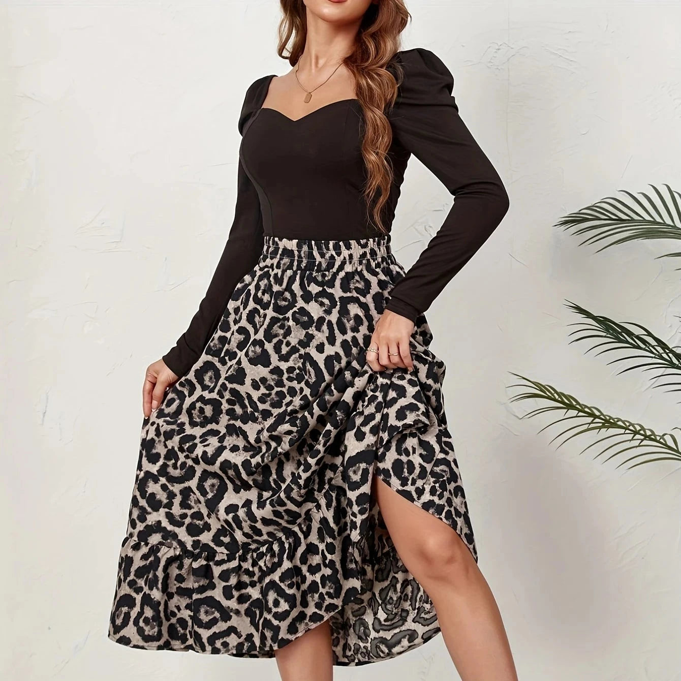 Spódnica maxi w panterkę