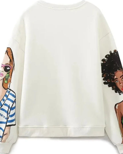 Damska bluza w stylu crewneck z kolorowym nadrukiem