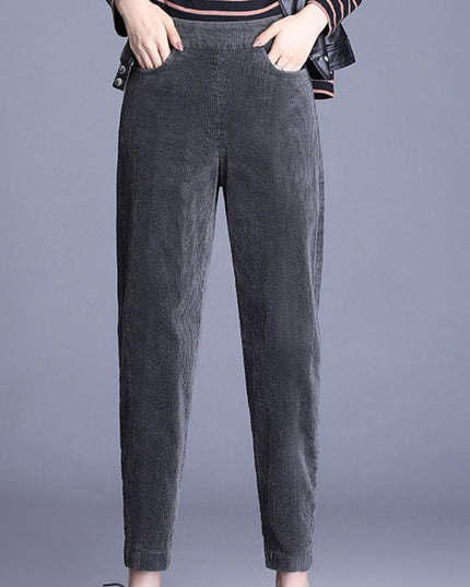 Damskie zimowe spodnie sztruksowe cygaretki