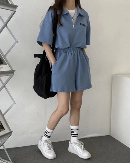 Komplet damski z t-shirtem oversize i szortami