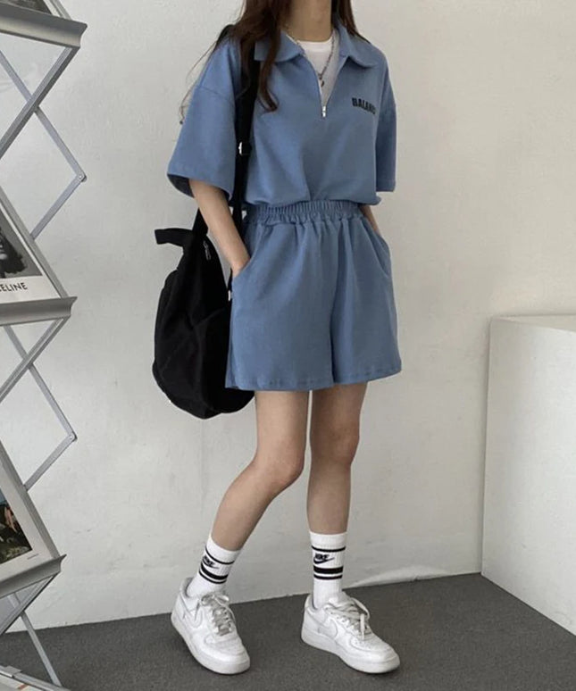 Komplet damski z t-shirtem oversize i szortami