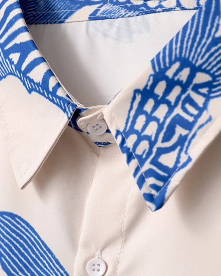 Męska koszula z krótkim rękawem i motywem ryb