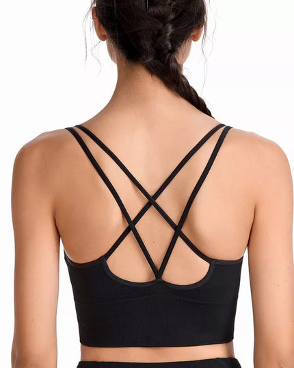 Sportowy biustonosz ze skrzyżowanymi ramiączkami na plecach