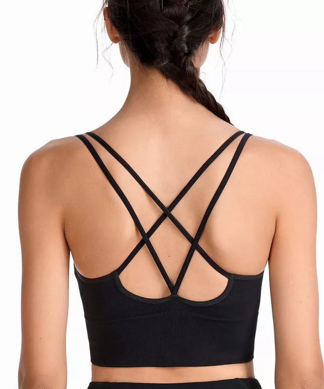 Sportowy biustonosz ze skrzyżowanymi ramiączkami na plecach