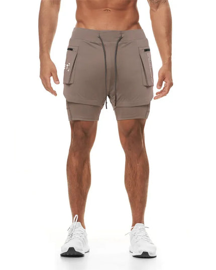 Sportowe spodenki męskie 2w1 z dużymi kieszeniami