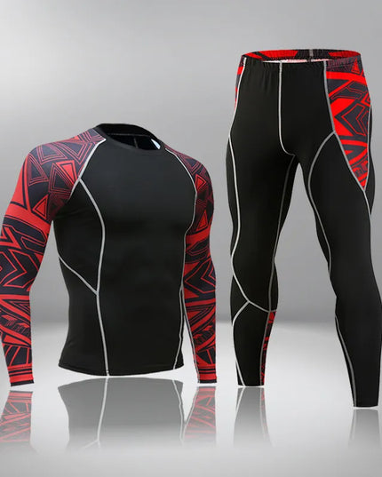 Sportowy komplet męski dopasowany - koszulka i legginsy